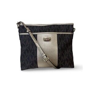 Michael Kors Jet Set Travel crossbody bag Brown Metallic Gold EUC-with flaw